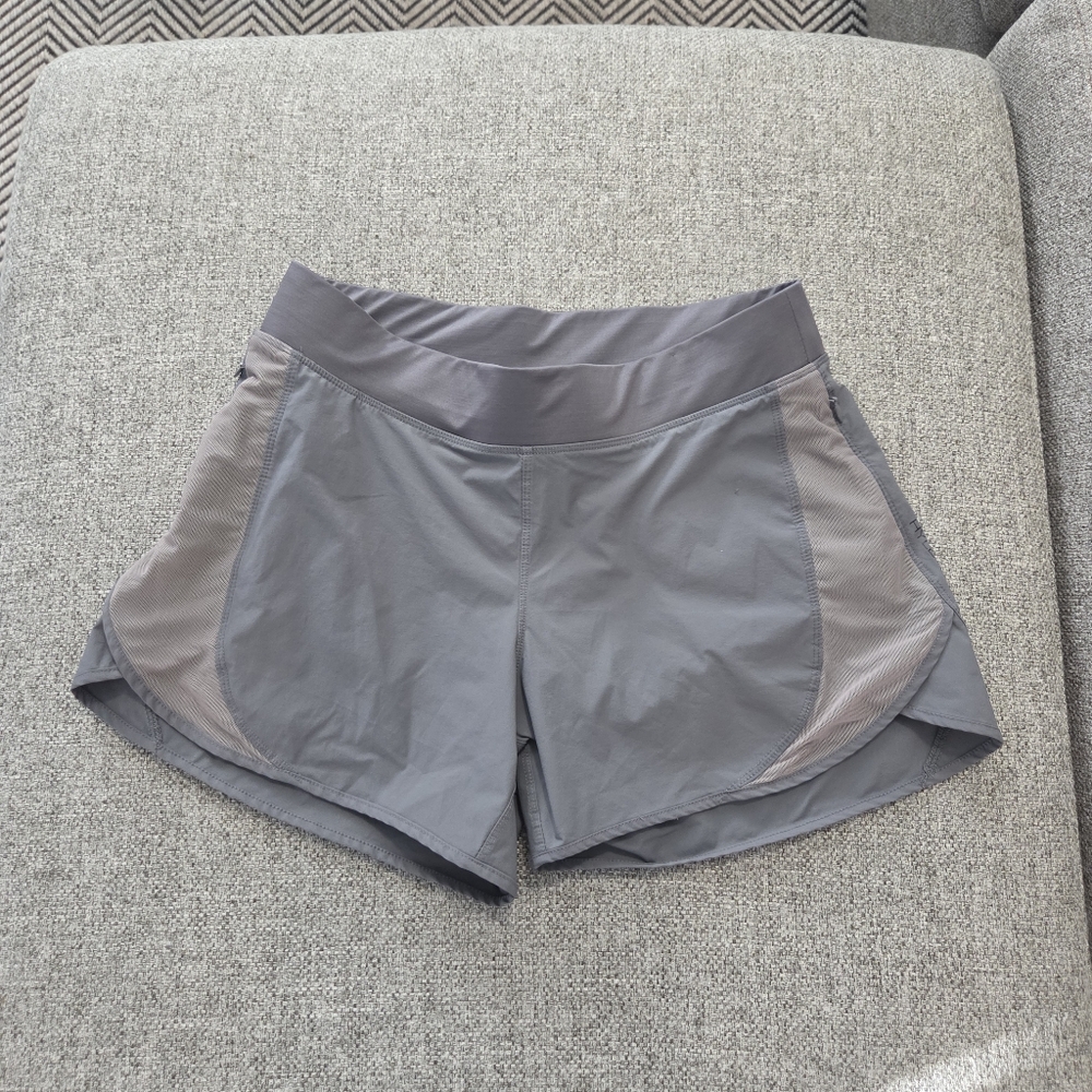 Hylete Radius Lined Athletic Shorts Women Small Gray Zip Pockets